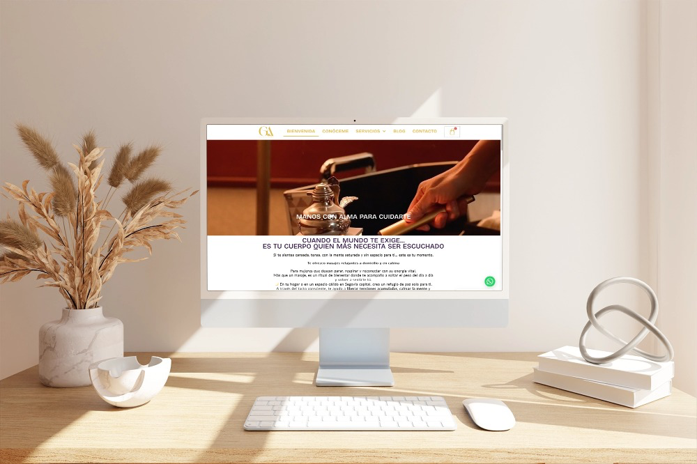 Mockup del diseño de la página web de Gardenia Alvarado