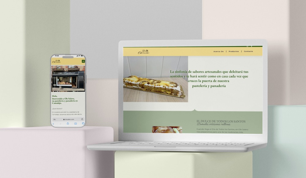 Mockup del diseño web de Ole Salero, la Pastelería en Cantalejo
